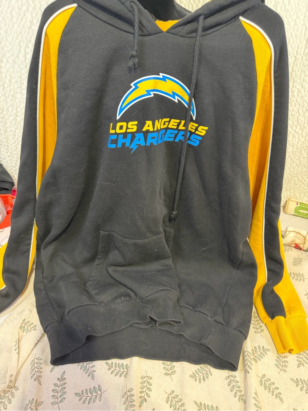 NFL Los Angeles Chargers Black and Gold Crewneck Sweater
